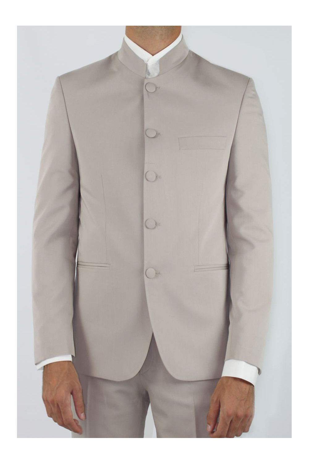 Veste beige col mao