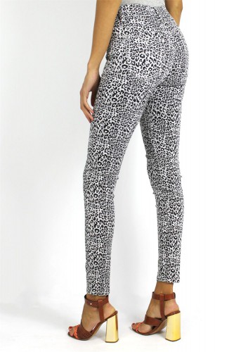 Jeans motifs léopard blanc