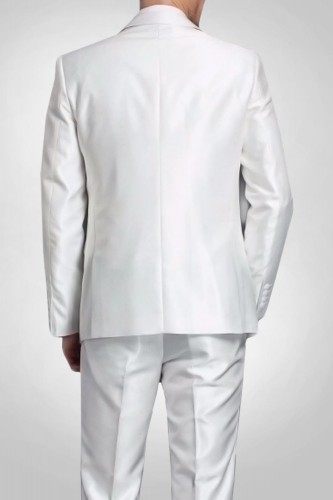 Costume blanc en satin 2 boutons