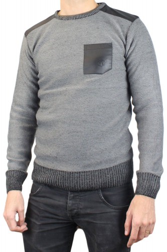 Pull gris col rond RM60459