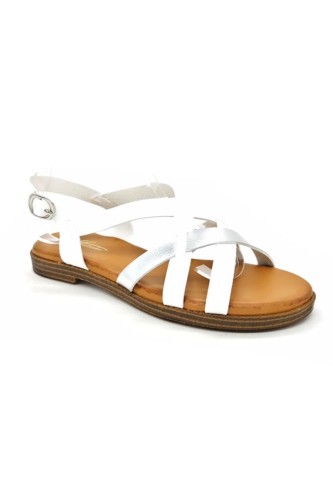 Sandales multibrides irisées, talon plat Kebello